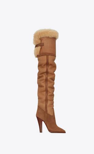 tomcat over-the-knee boots in leather, suede and shearling