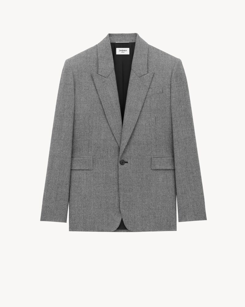 jacket in prince of wales wool flannel