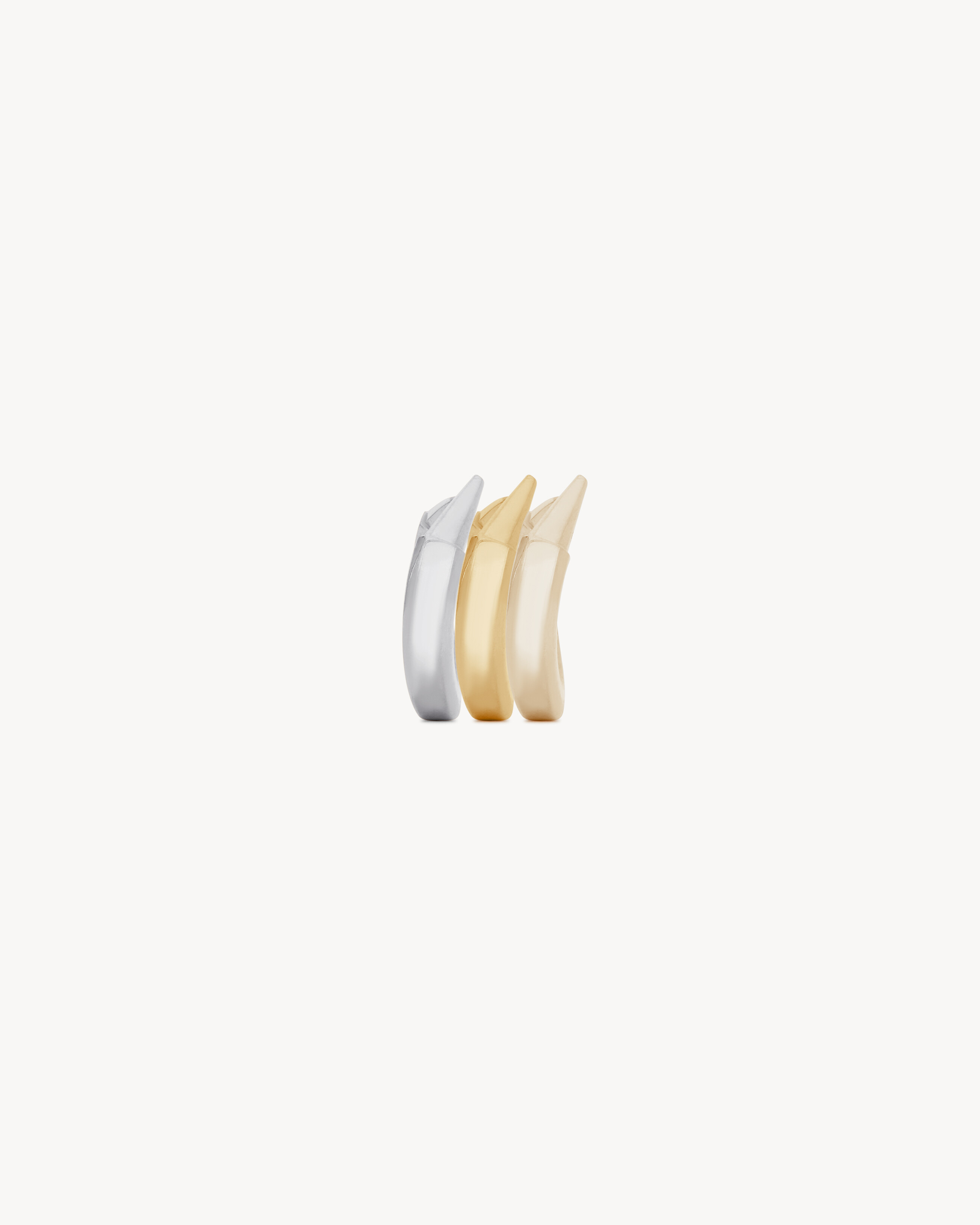 Spiky rings in 18K grey gold, yellow, gold and pale gold