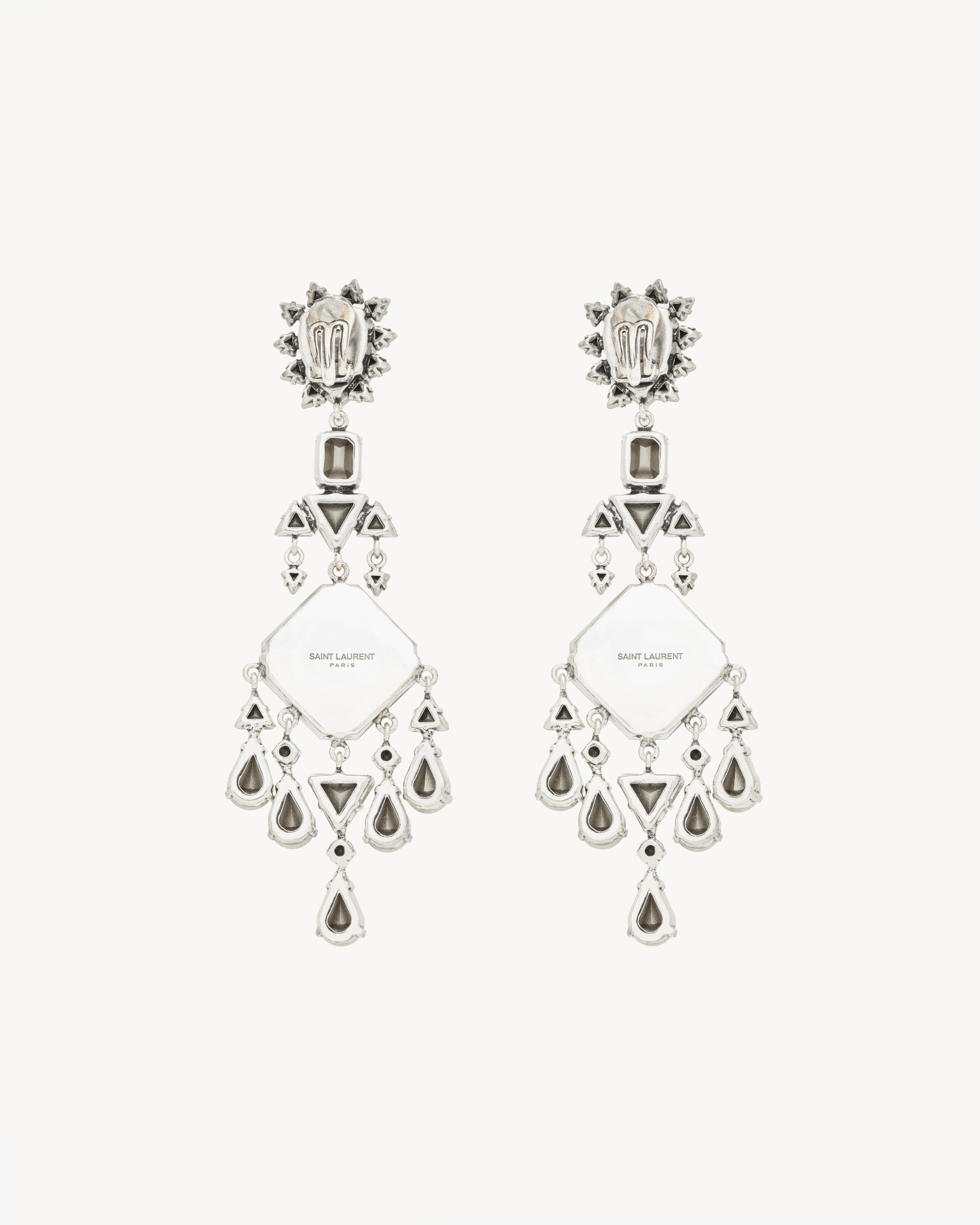 Crystal drop earrings in metal | Saint Laurent | YSL.com