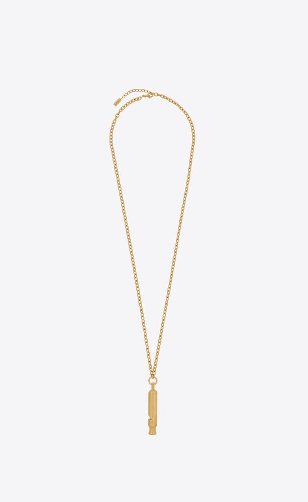 Long whistle charm necklace in metal | Saint Laurent | YSL.com