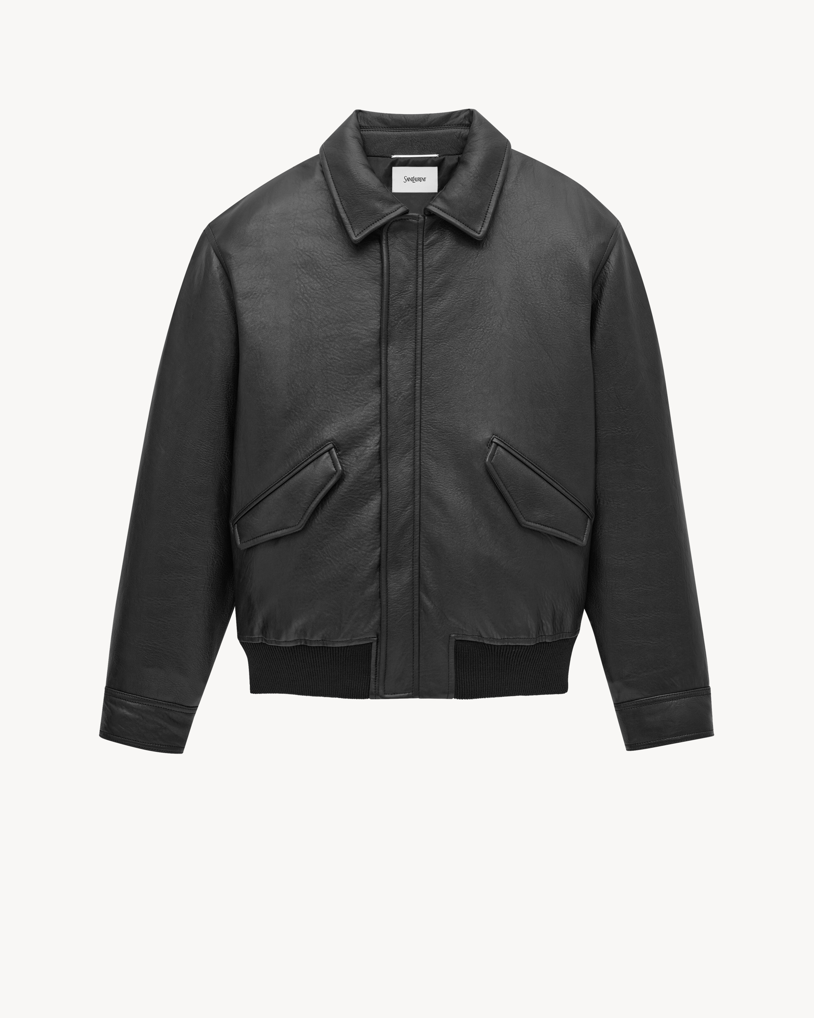 bomber jacket in grained lambskin