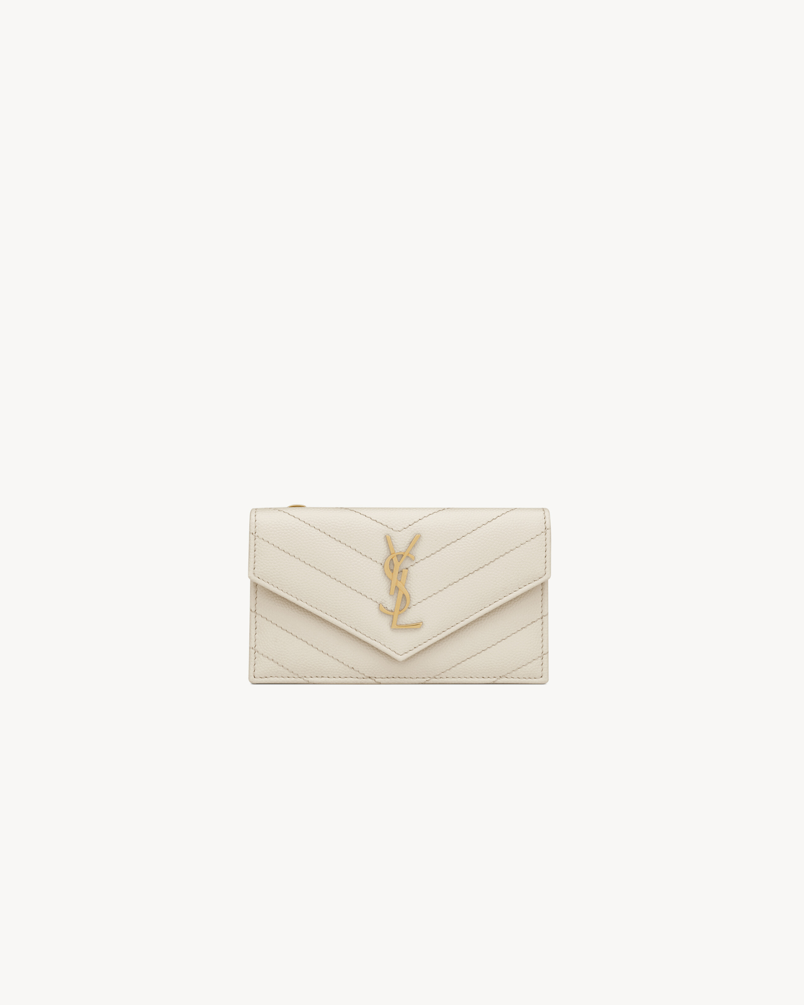 CASSANDRE MATELASSÉ FRAGMENTS FLAP CARD CASE IN GRAIN DE POUDRE LEATHER