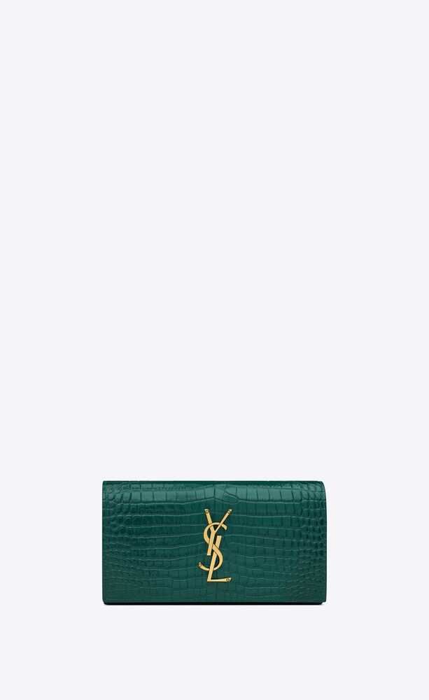 cassandre large flap wallet in crocodile-embossed shiny leather