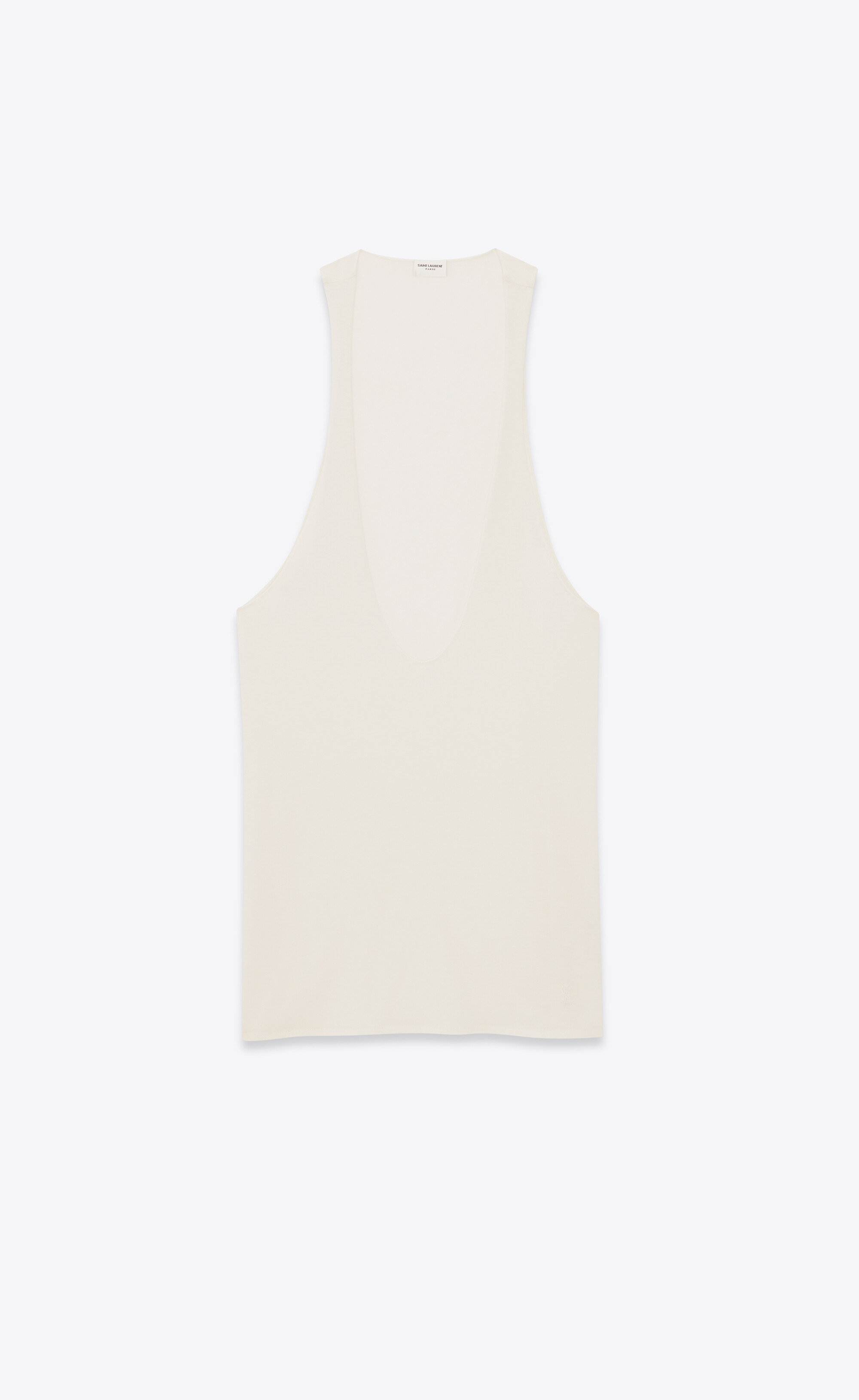 EMBROIDERED TANK TOP IN SILK JERSEY - OFF WHITE