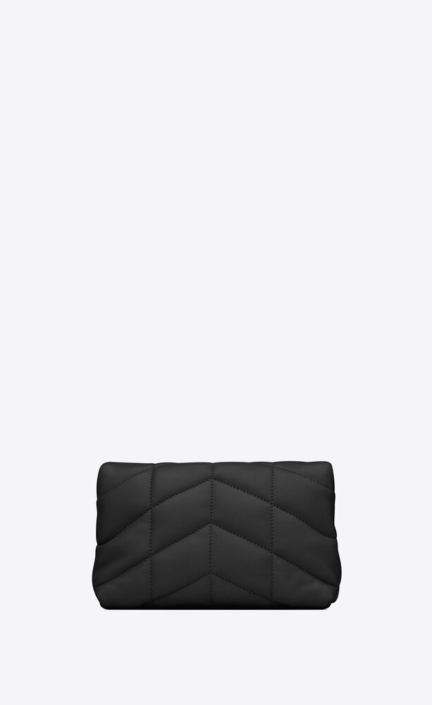 puffer small pouch in quilted nappa leather