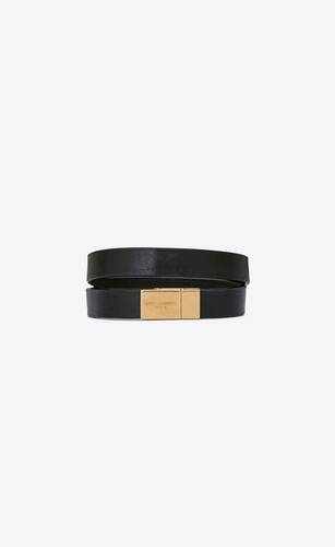 OPYUM double wrap bracelet in leather and metal | Saint Laurent 