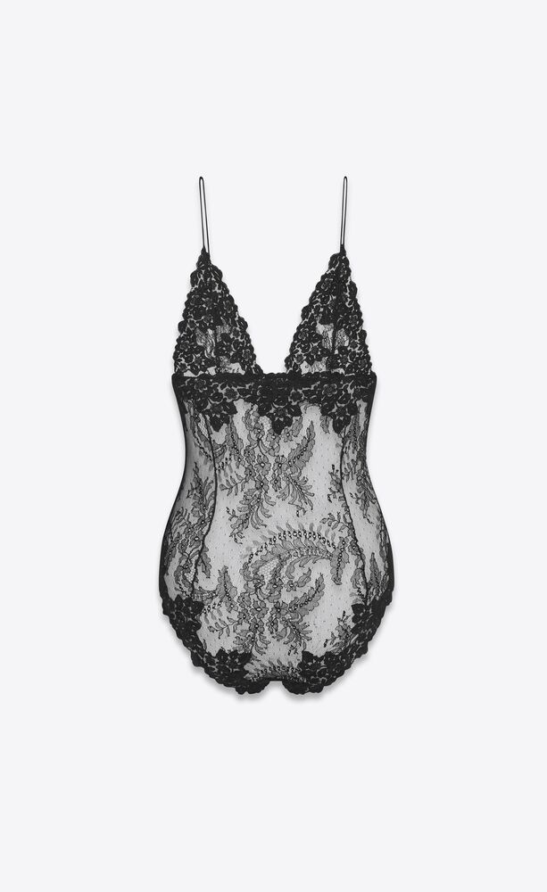Plunging V Neck Bodysuit In Fern Medallion Lace Plunging V Neck Bodysuit In Fern Medallion Lace