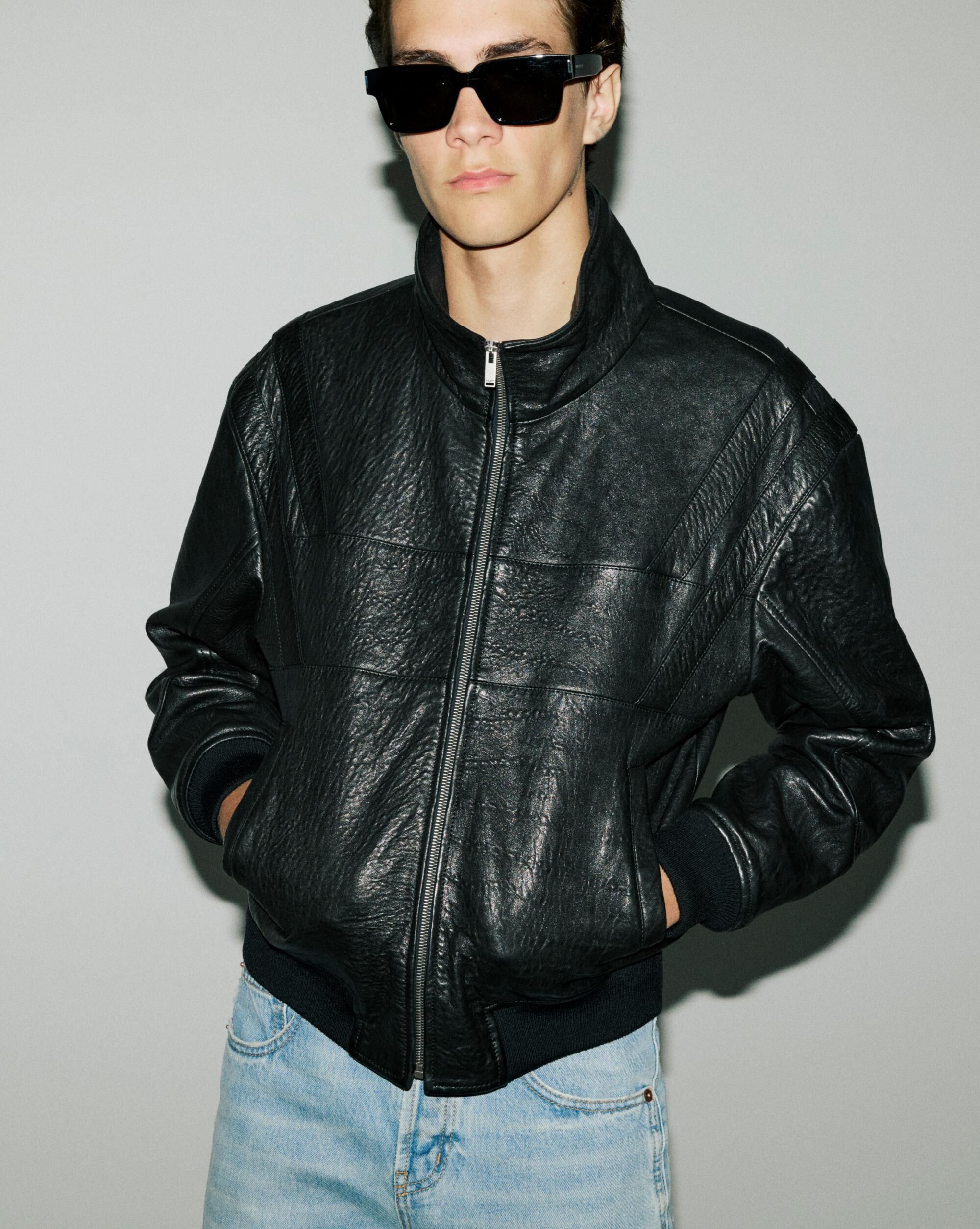 Chaqueta de piel de cordero granulada