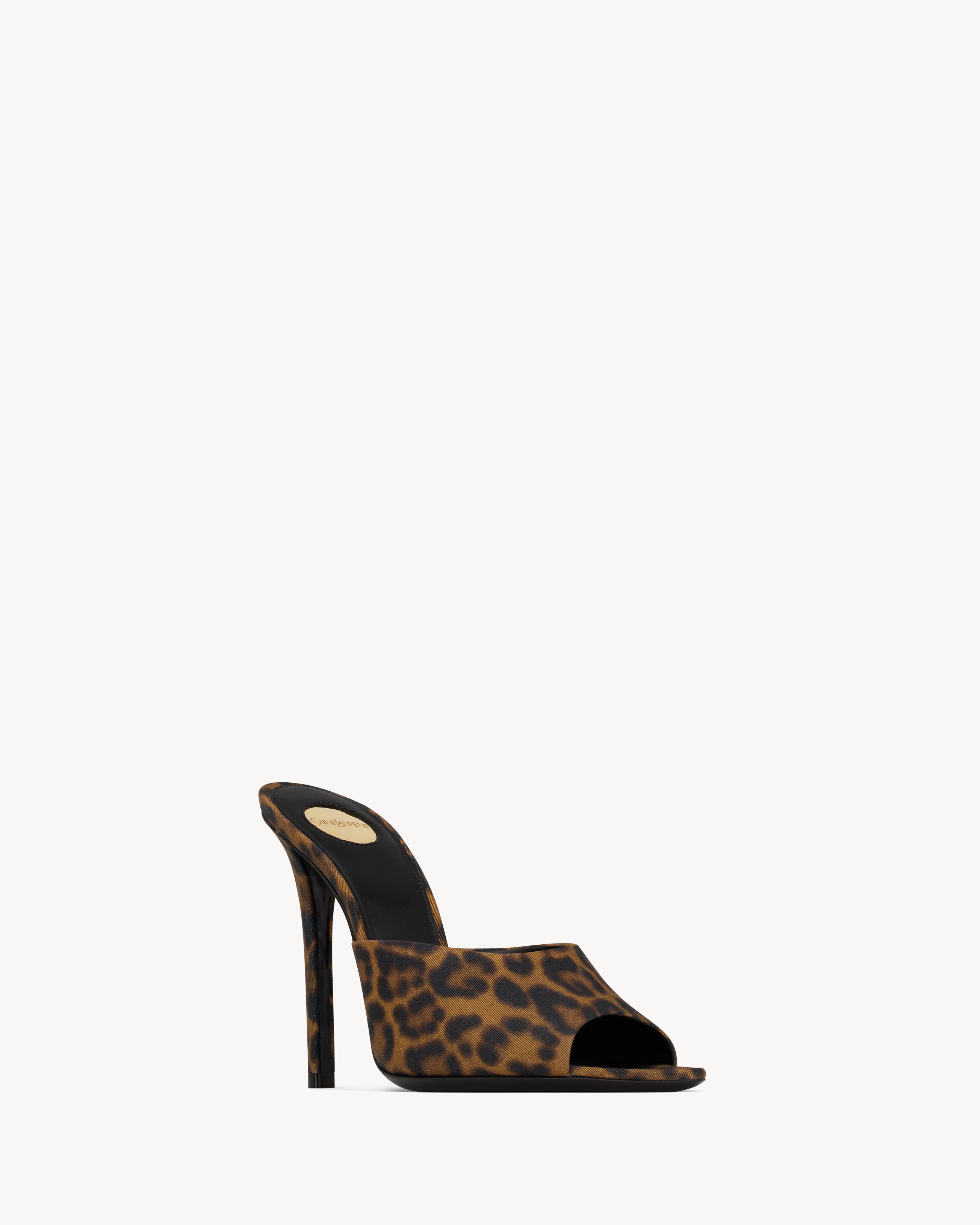 GOLDIE mules in leopard grosgrain