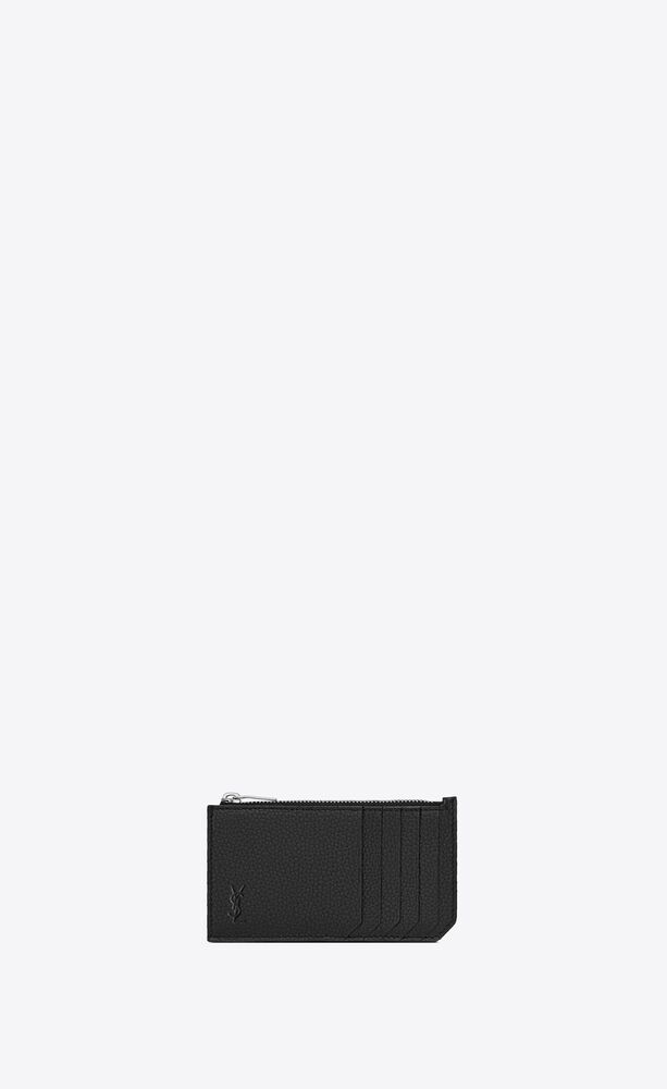 cassandre shadow saint laurent fragments zipped card case in grained leather