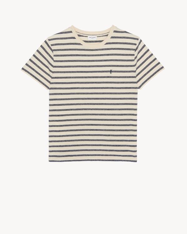 ★Saint Laurent★ Cassandre Embroidered Logo Short Sleeve T- Saint Laurent Cotton Cassandre T-Shirt | Harrods US
