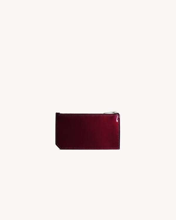 SAINT LAURENT PARIS FRAGMENTS zip card case in patent leather in Red ...