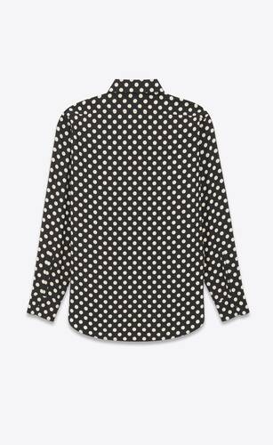 yves collar shirt in matte and shiny dotted silk