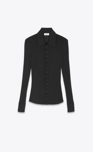 knitted shirt in ribbed silk