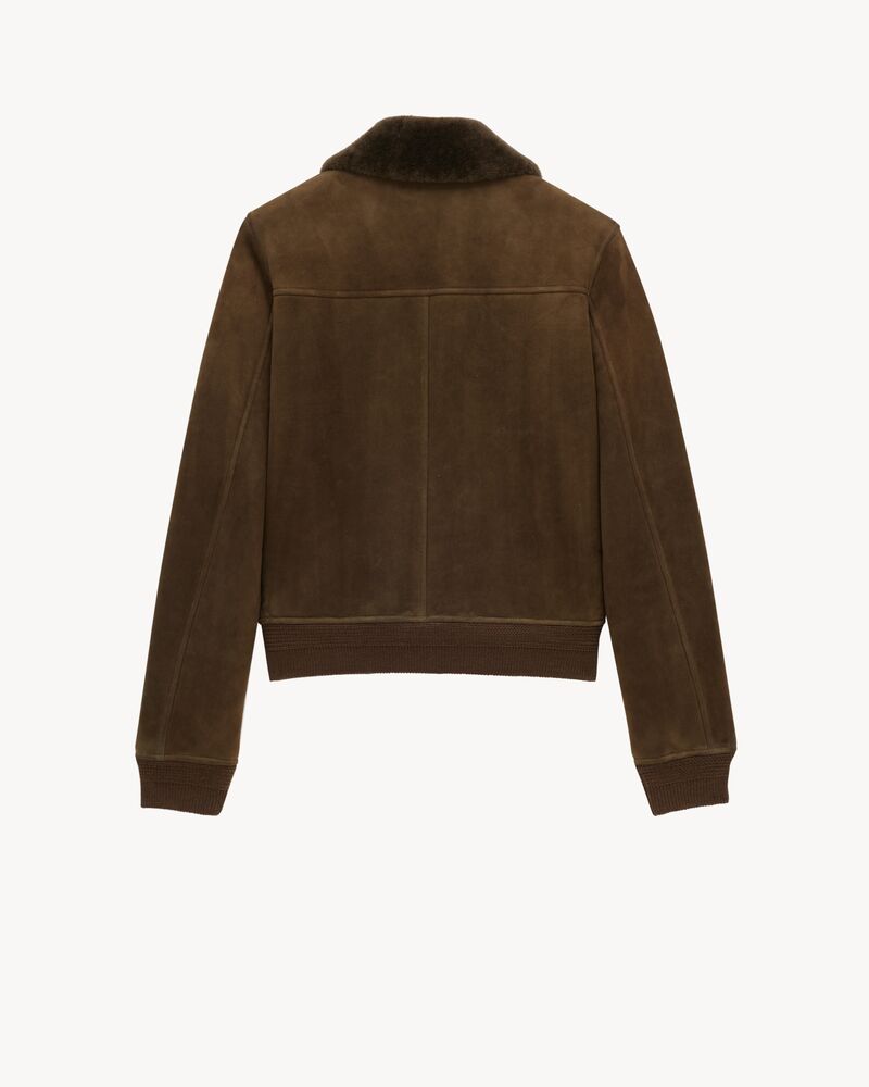 bomber jacket in suede and shearling