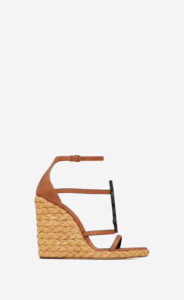 cassandra wedge espadrilles in smooth vegetable-tanned leather