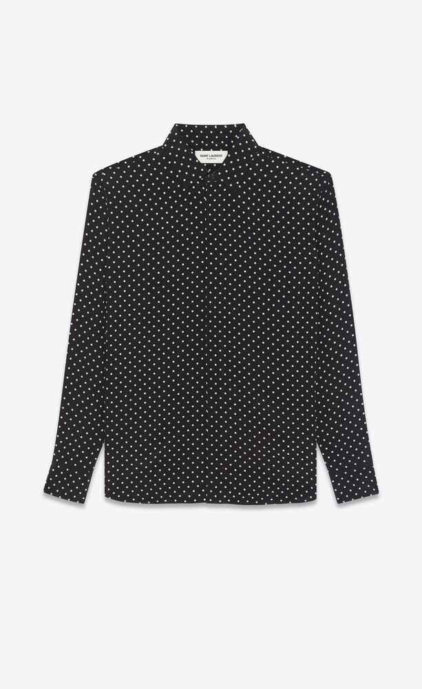 yves collar classic shirt in dotted crepe de chine
