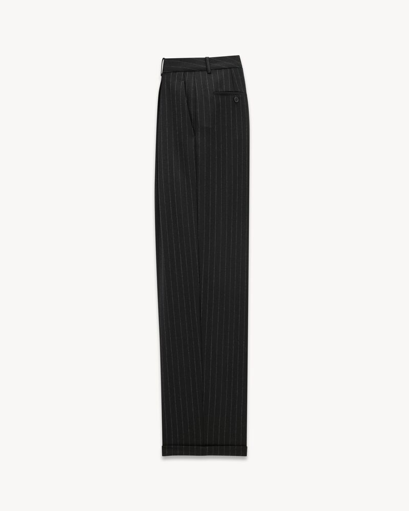 90'S pants in striped wool gabardine