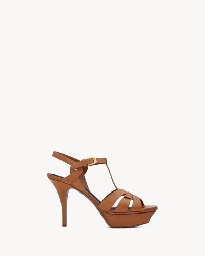 Tribute platform sandals in smooth leather in Beige | Saint