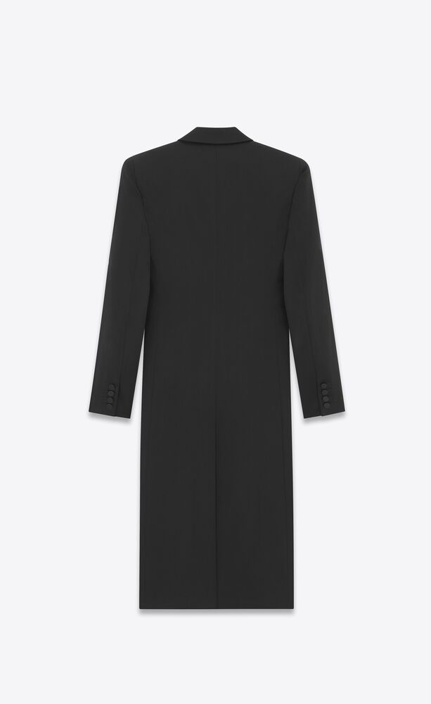 double-breasted tuxedo coat in satin wool