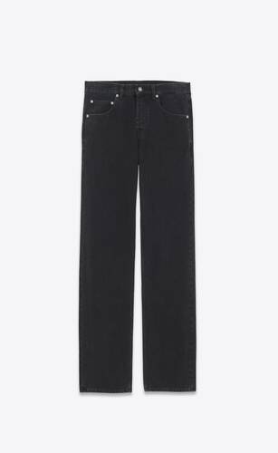 jeans larghi e lunghi in denim nero effetto sbiadito