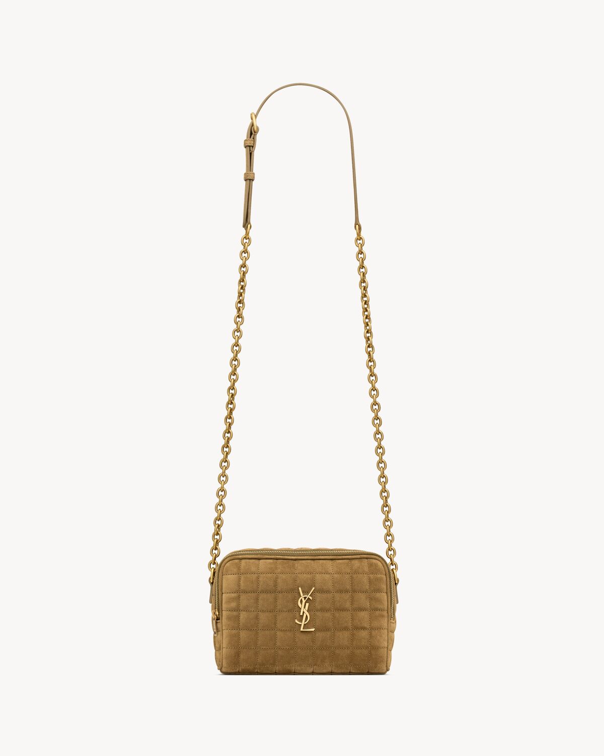 CASSANDRE MATELASSÉ CARRÉ camera bag in suede | YSL.com