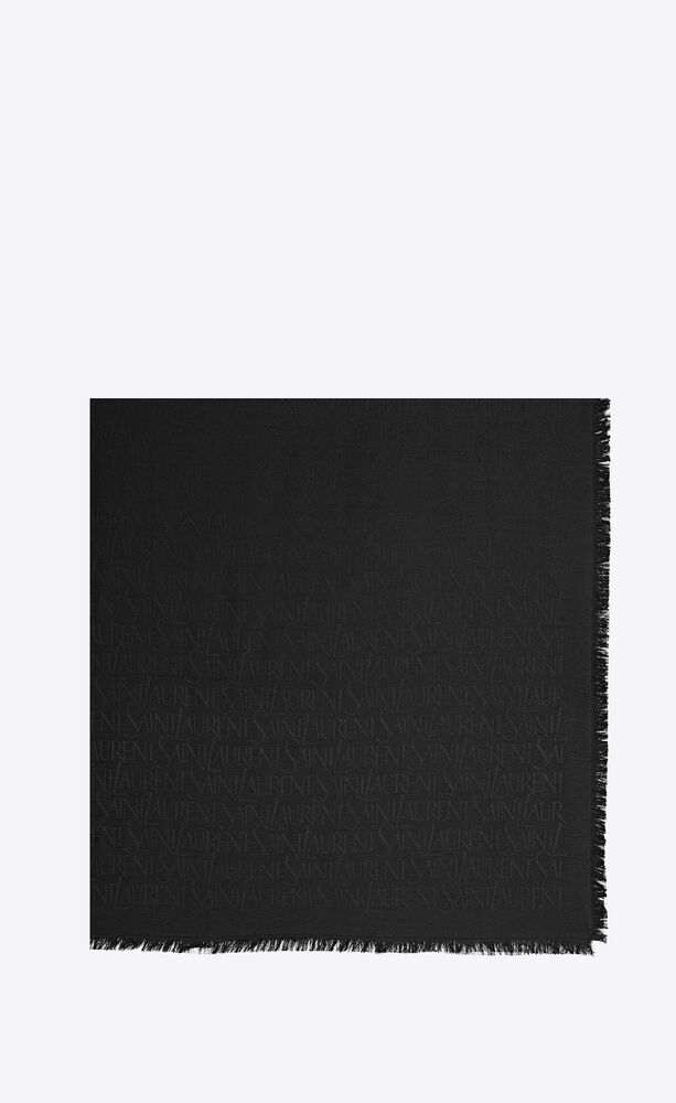 sciarpa quadrata grande con monogramma in jacquard di lana e seta