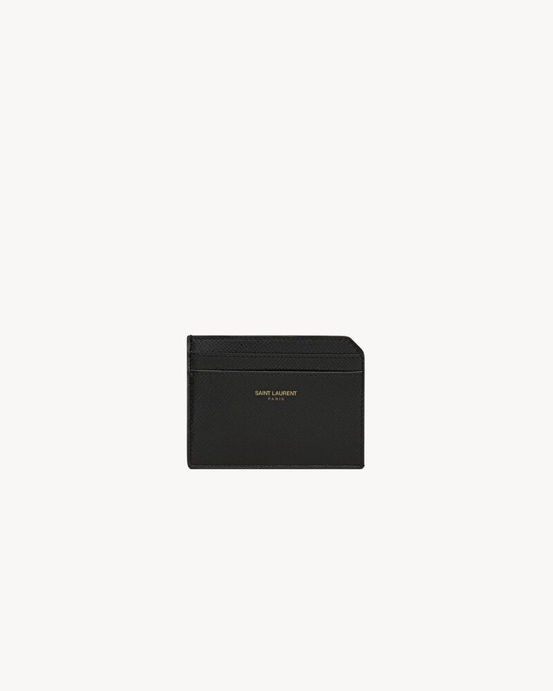 Saint Laurent Paris credit card case in grain de poudre leather