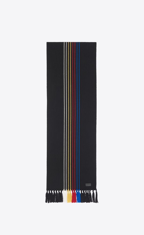 multicolor fine stripe scarf in wool jacquard