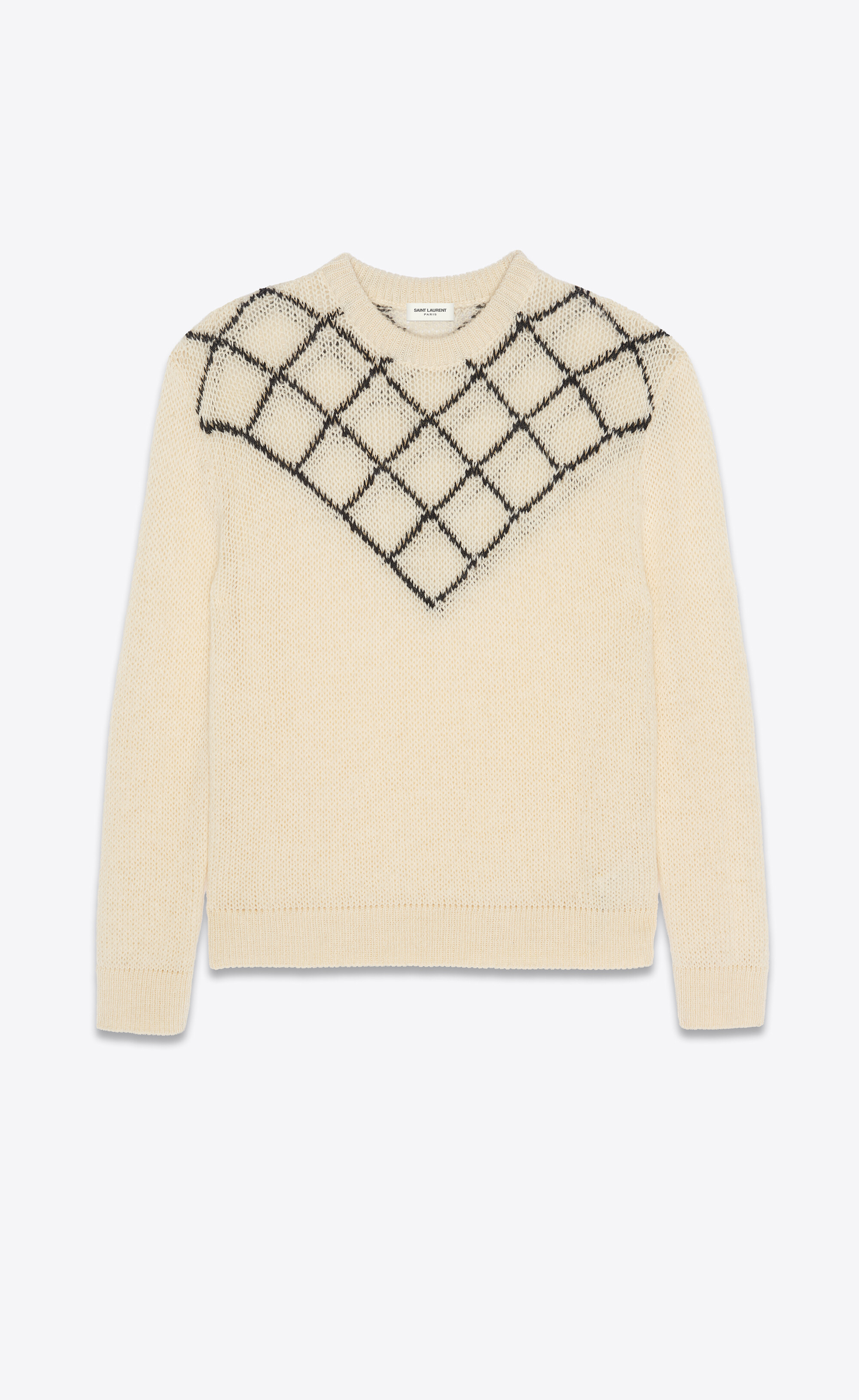 sweater with diamond-patterned bib
