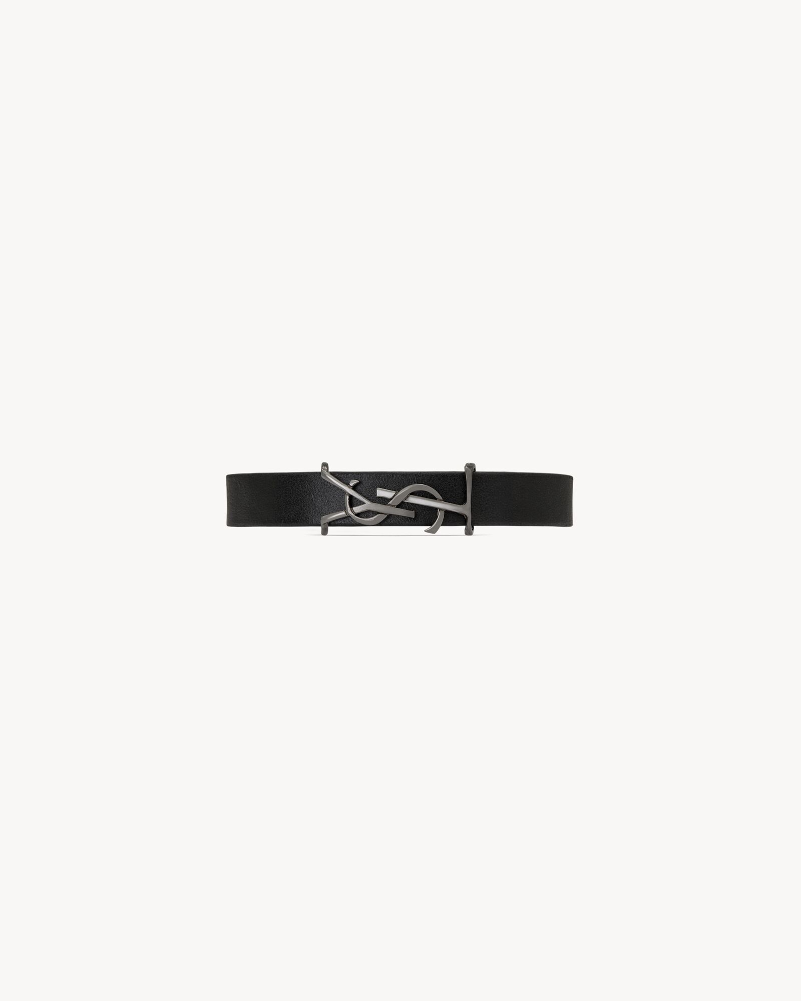 Saint Laurent YSL-charm Leather Bracelet | Black | FARFETCH