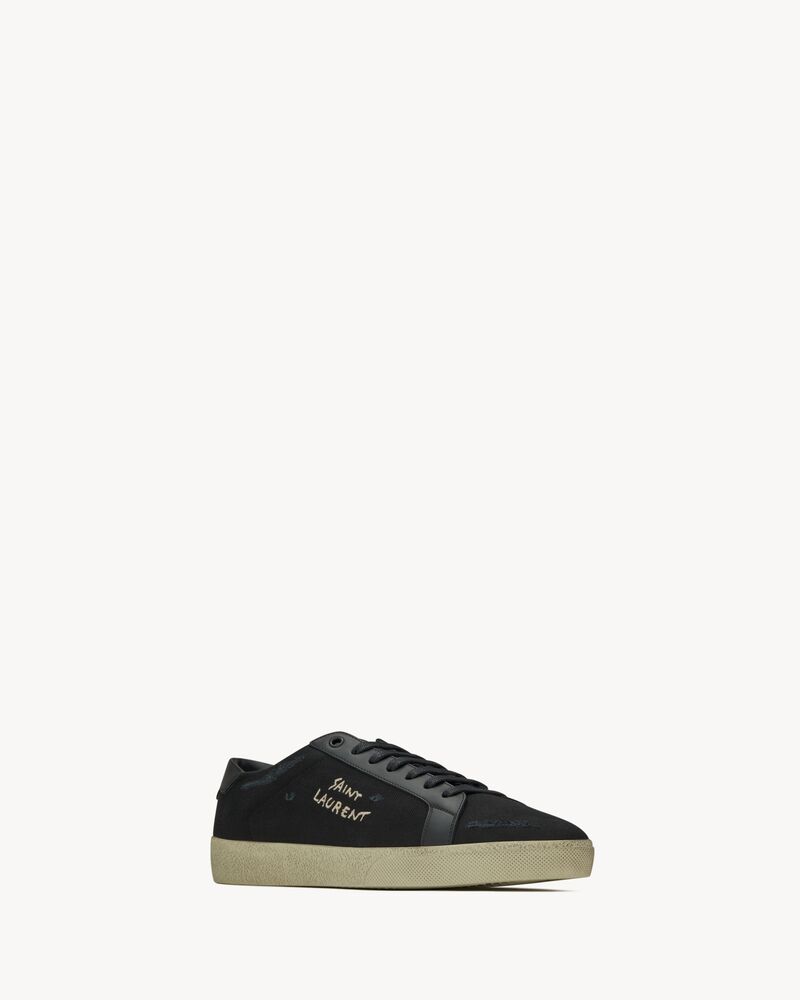 COURT CLASSIC SL/06 embroidered sneakers in canvas and smooth leather
