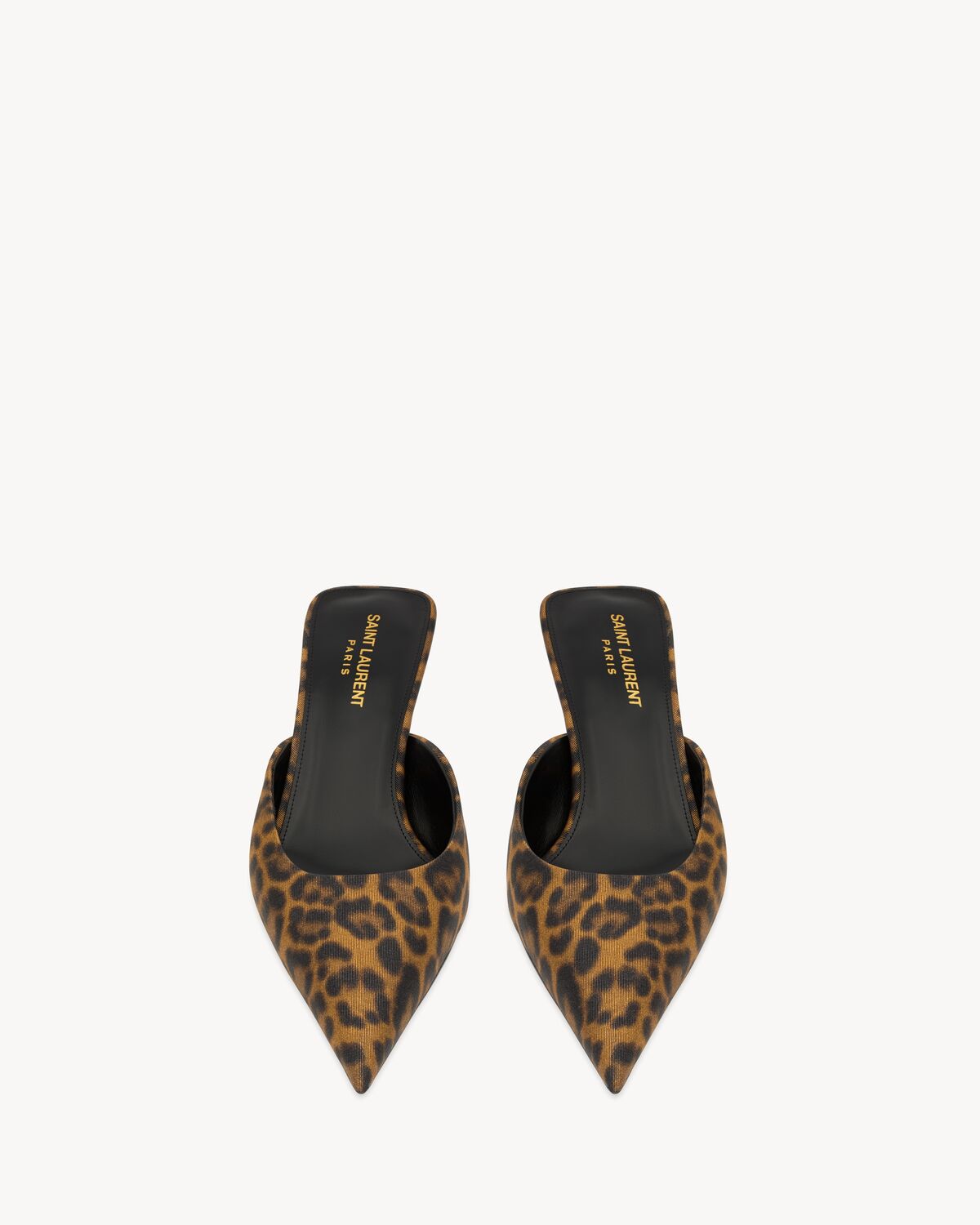 BARBARA mules in leopard grosgrain