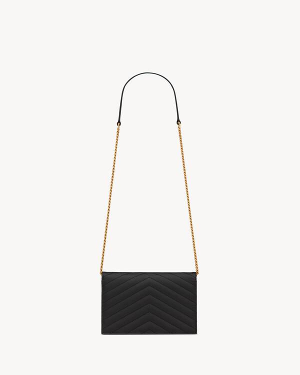 CASSANDRE ENVELOPE CHAIN WALLET IN GRAIN DE POUDRE LEATHER | Saint ...