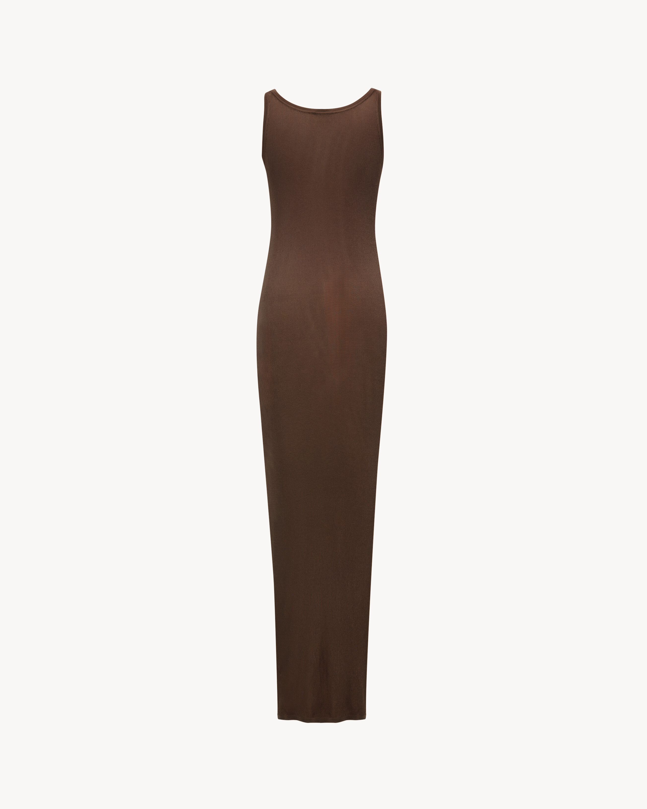 long tank dress in rib knit in Brown | Saint Laurent | YSL EN-MC long tank dress in rib knit in Brown | Saint Laurent | YSL EN-MC