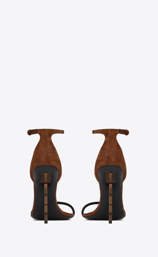 OPYUM sandals in suede with officer-gold tone heel | Saint Laurent Thailand | YSL.com