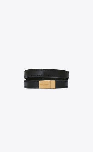 OPYUM double wrap bracelet in leather and gold-toned metal | Saint ...