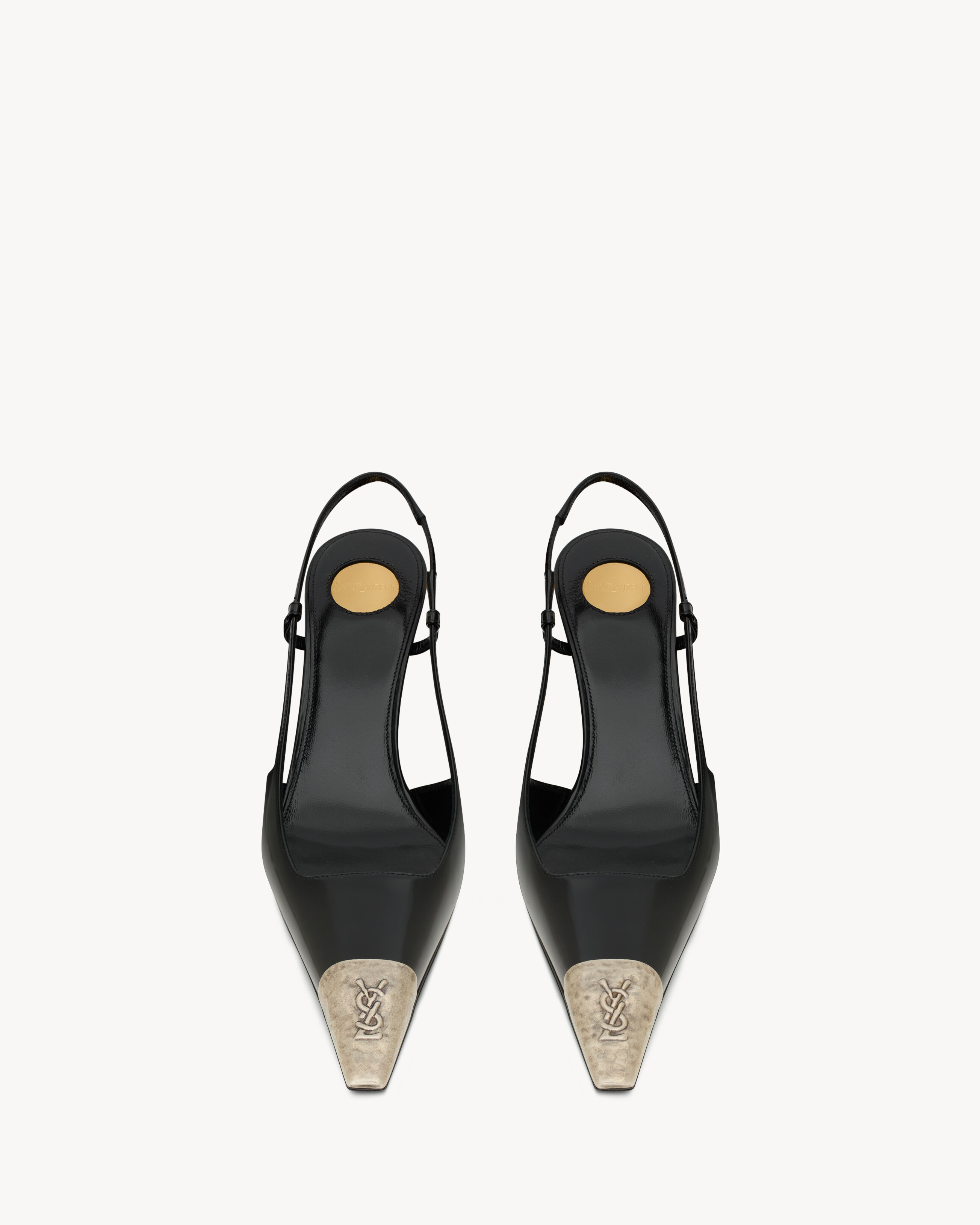 JEANNE slingback pumps in glazed leather