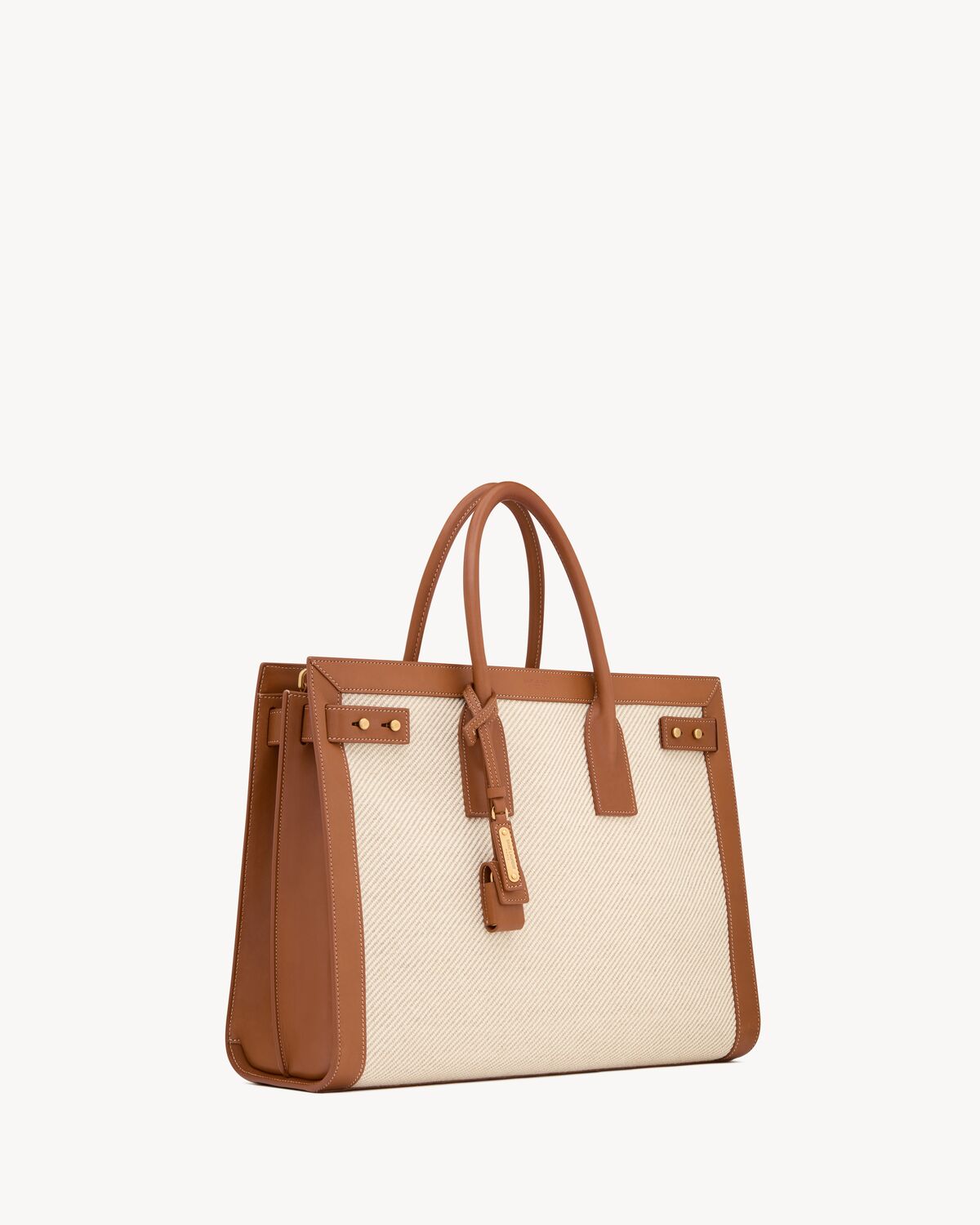 Sac de jour thin large en toile et cuir