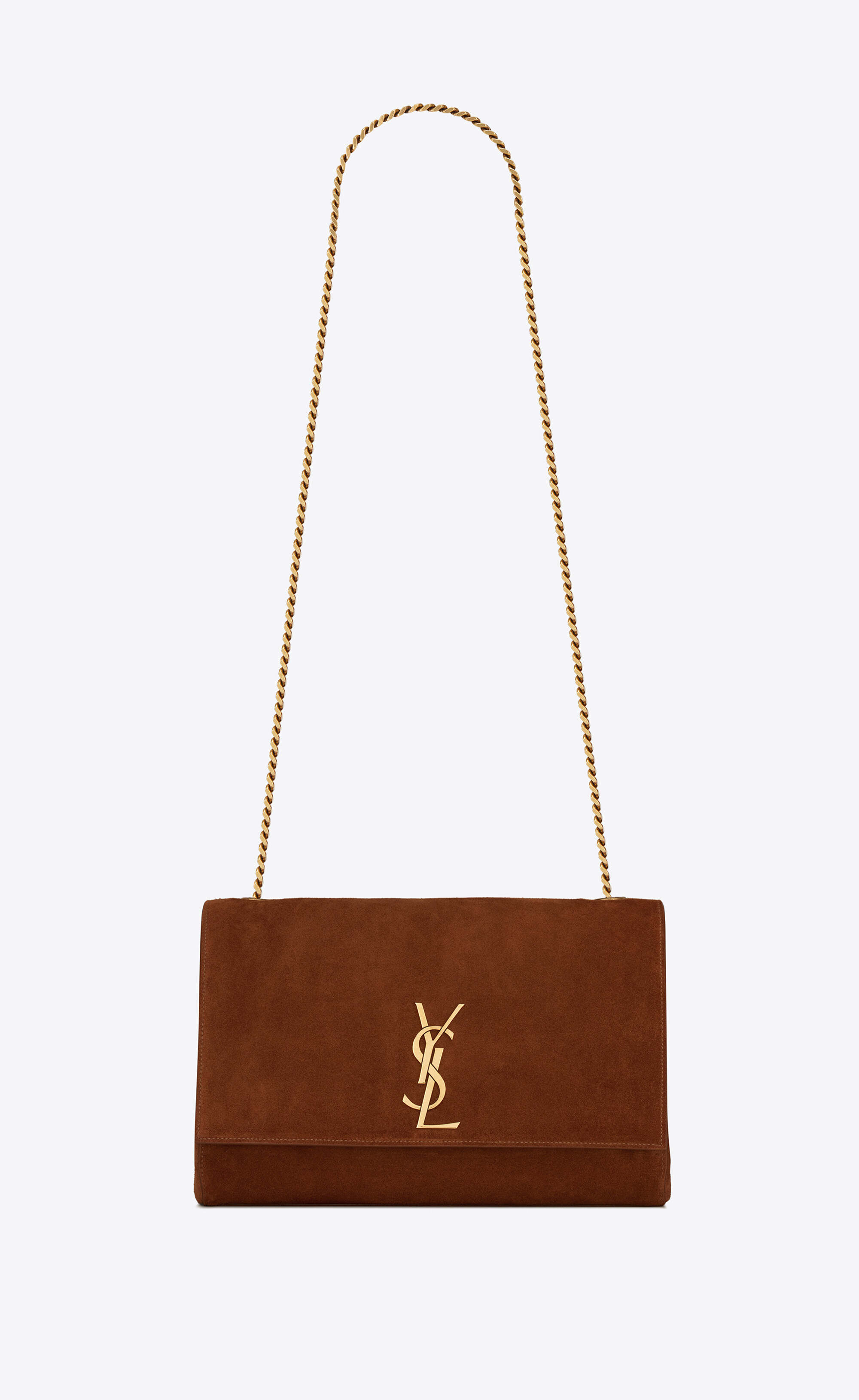 Saint Laurent Triquilt Medium Ysl Monogram Suede V Flap Shoulder Bag Rosy Sand