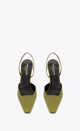blade slingback pumps in shantung and patent leather