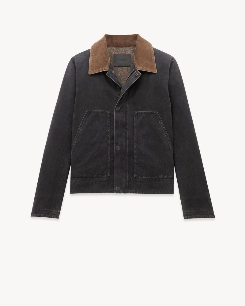work jacket in cotton canvas and corduroy