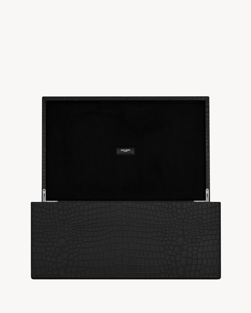 Large CROCODILE-EMBOSSED leather box