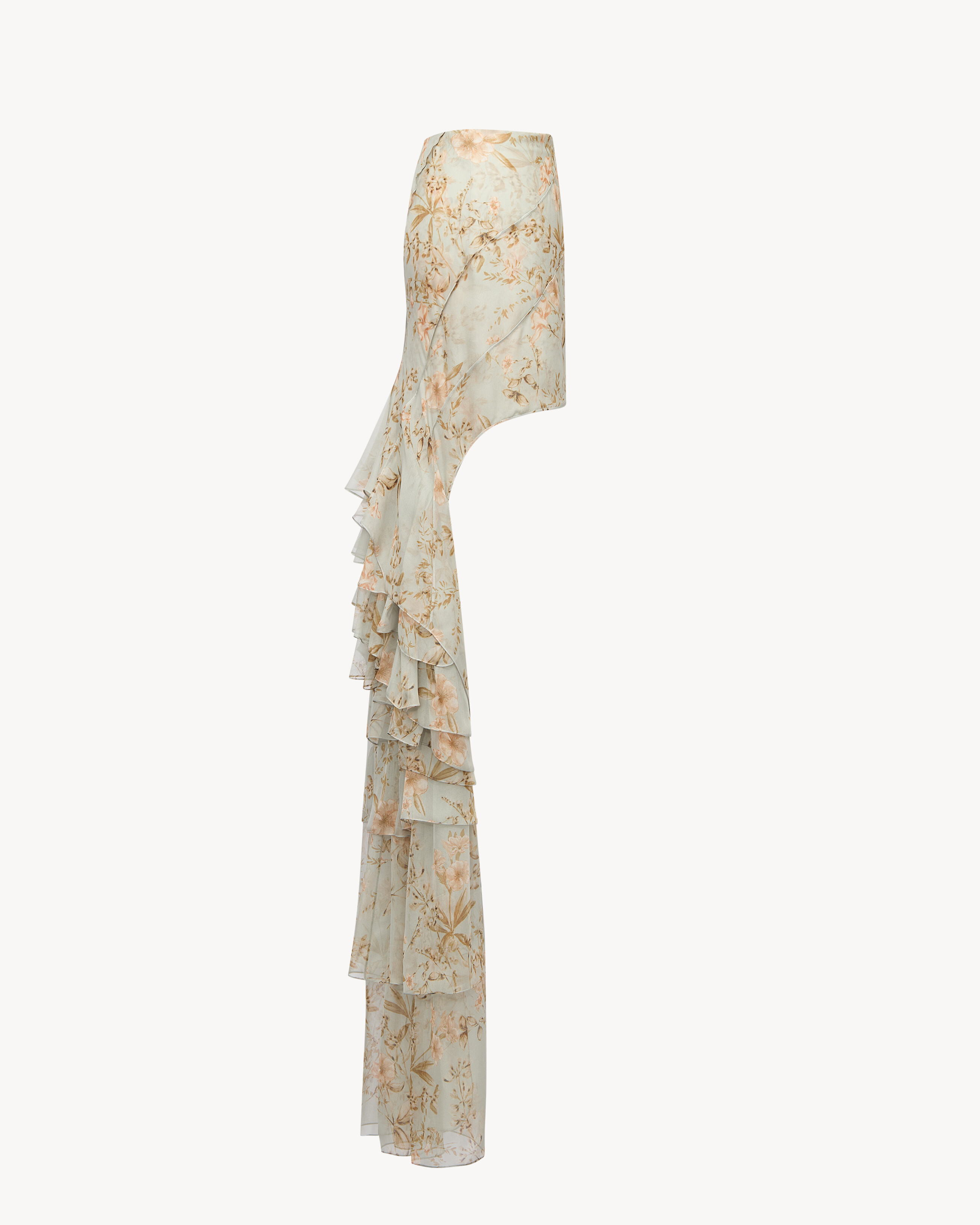 cascade skirt in floral silk muslin | Saint Laurent | YSL BE