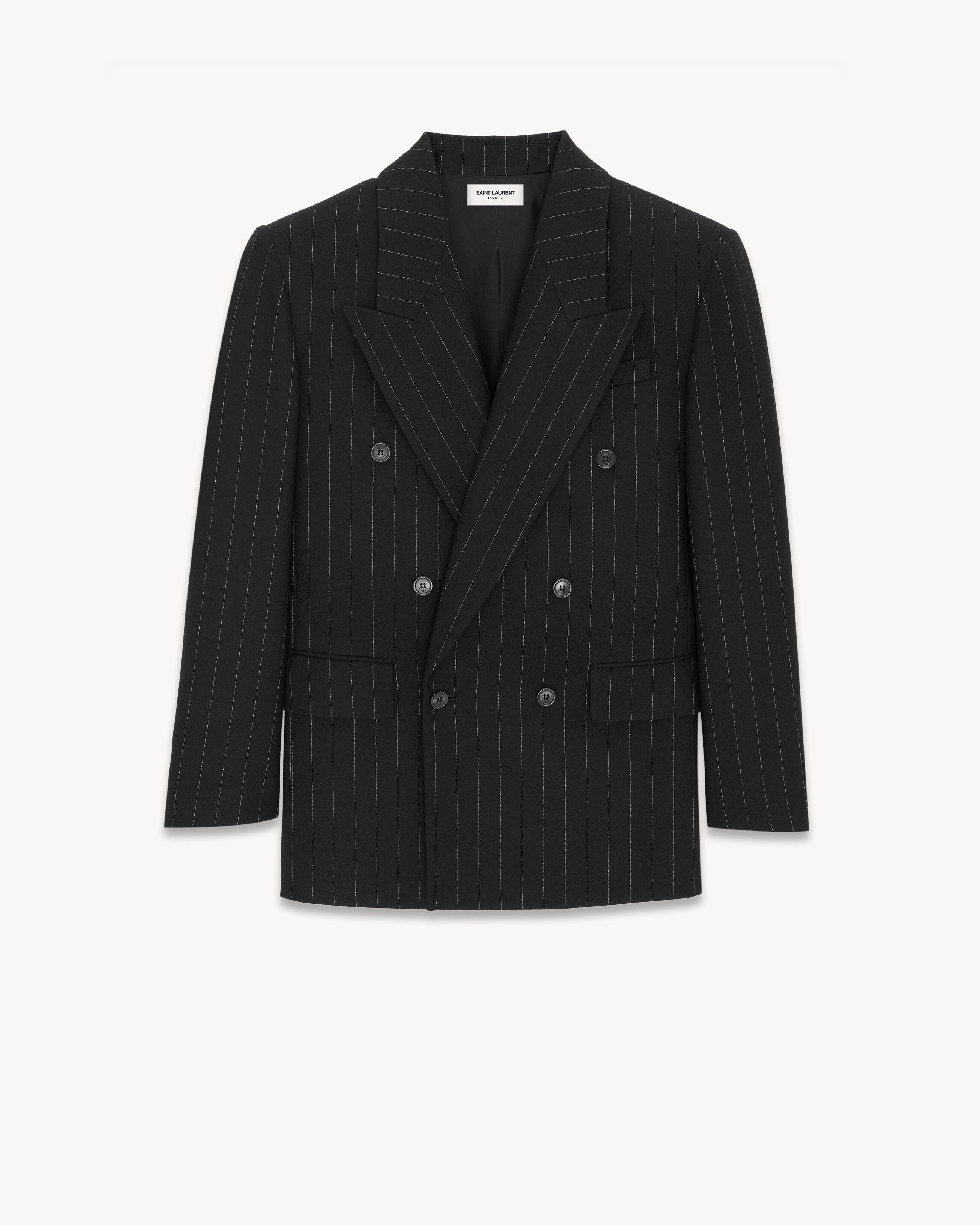 oversized jacket in pinstripe wool felt