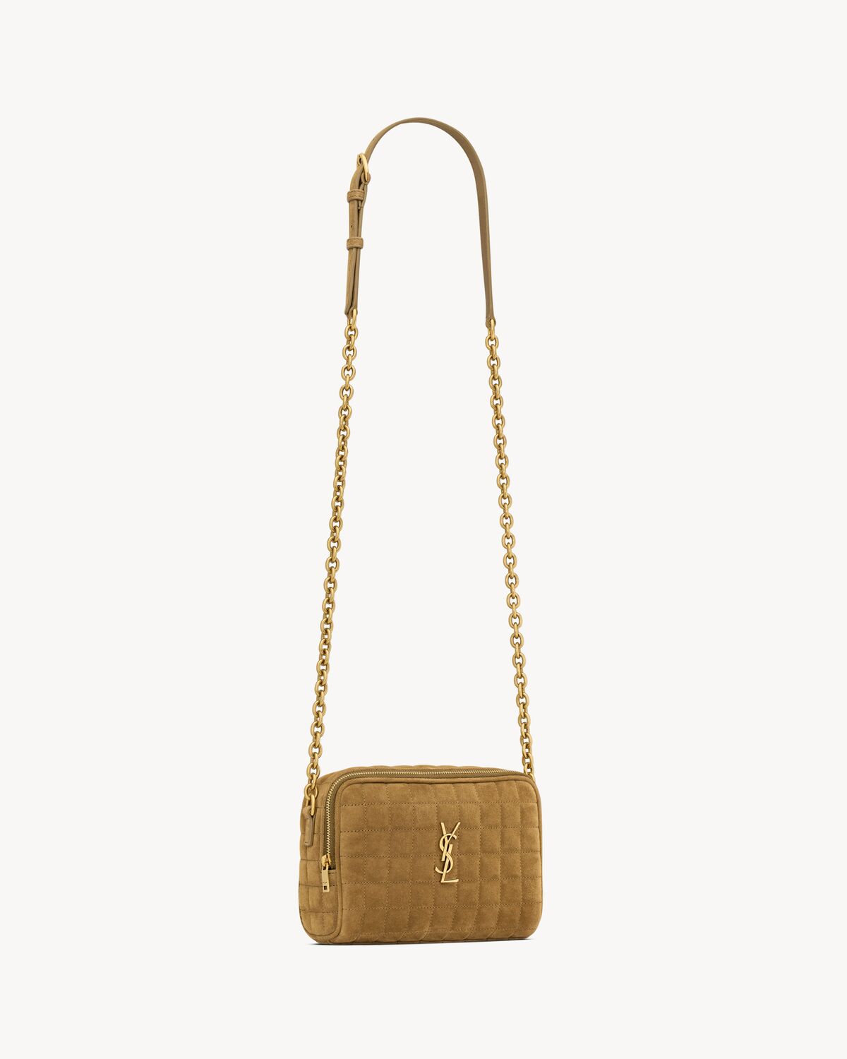 CASSANDRE MATELASSÉ CARRÉ camera bag in suede