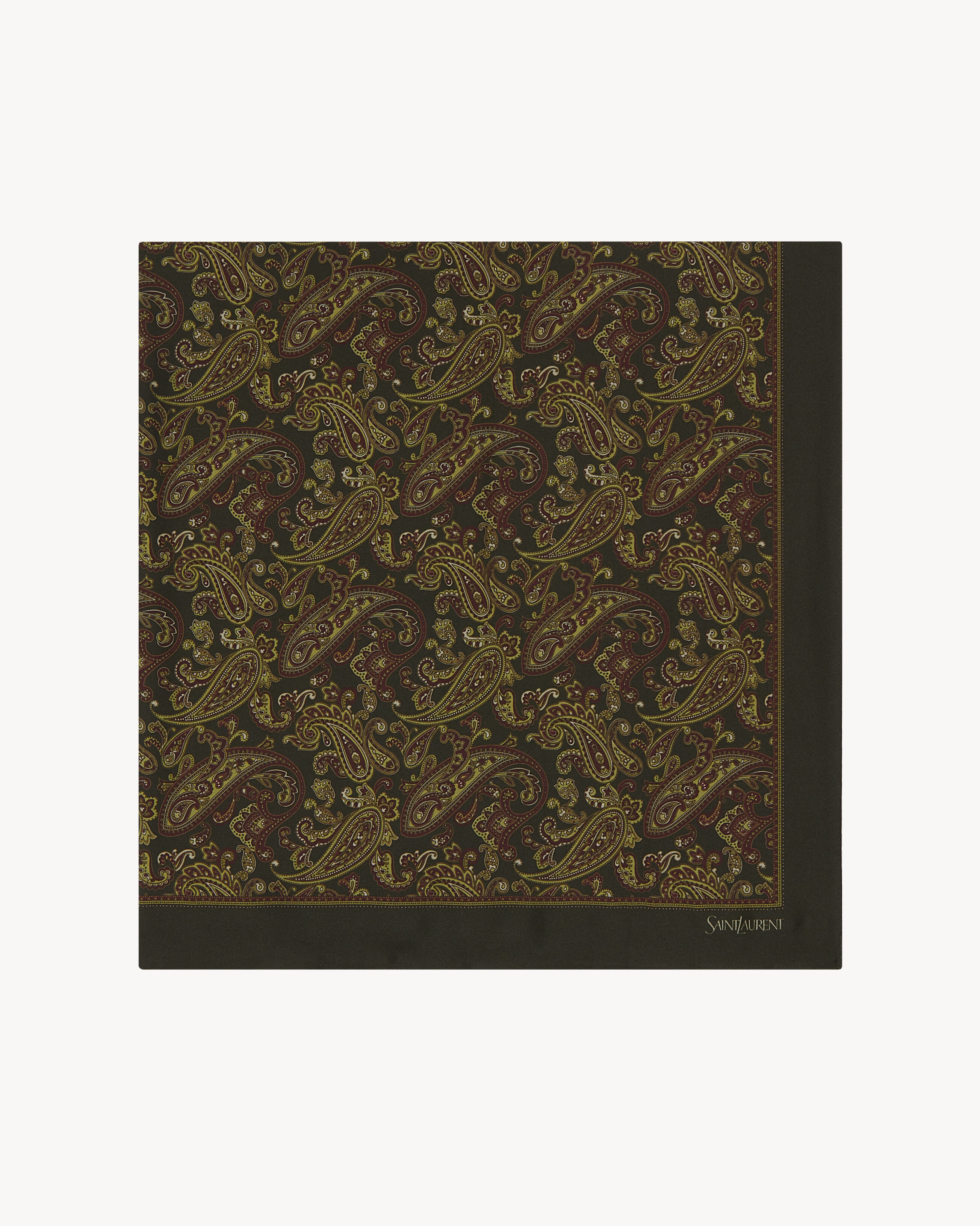 square scarf in paisley silk twill