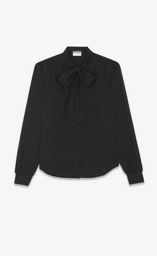 lavallière-neck shirt in matte and shiny silk