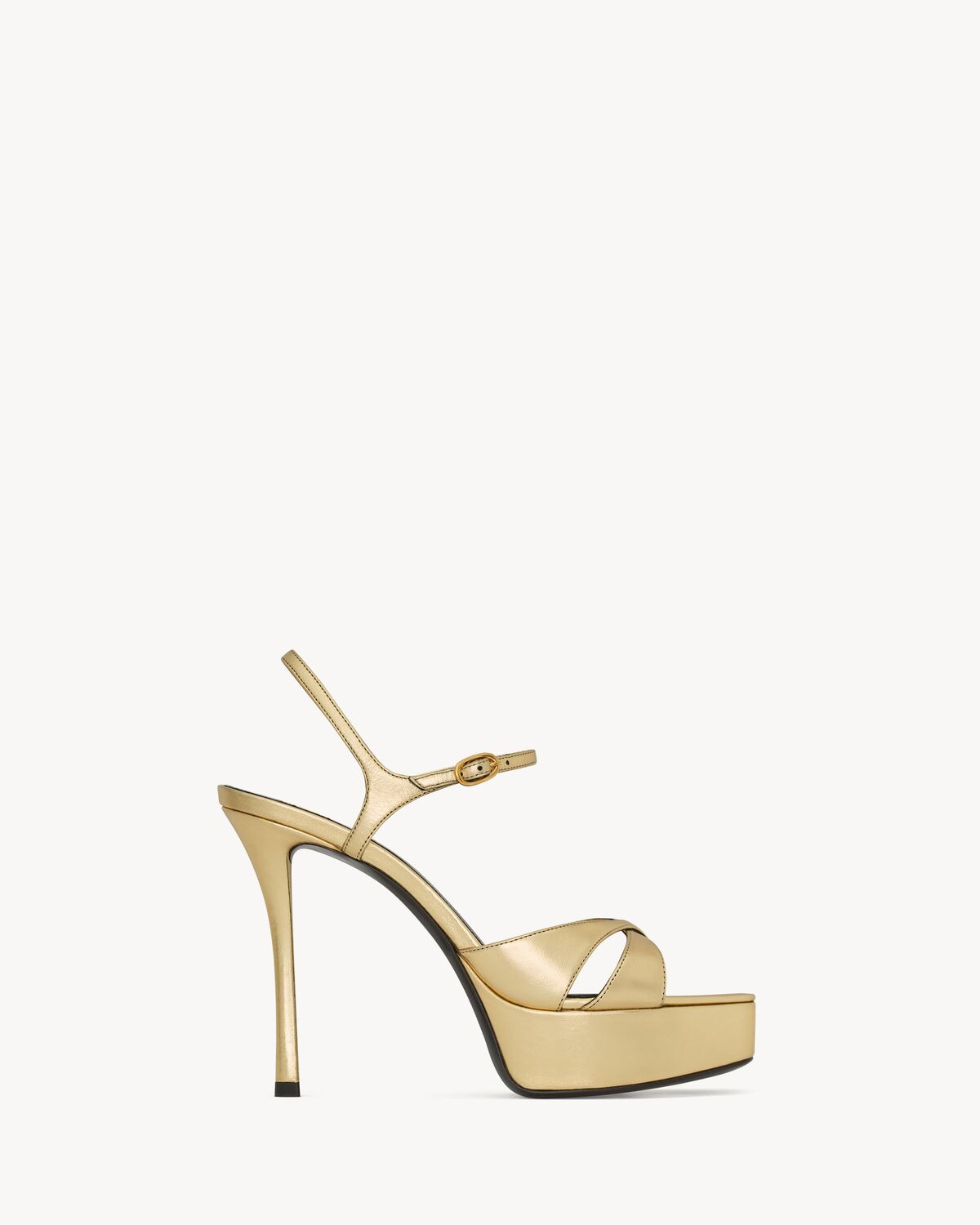 debbie platform sandals in metallic leather